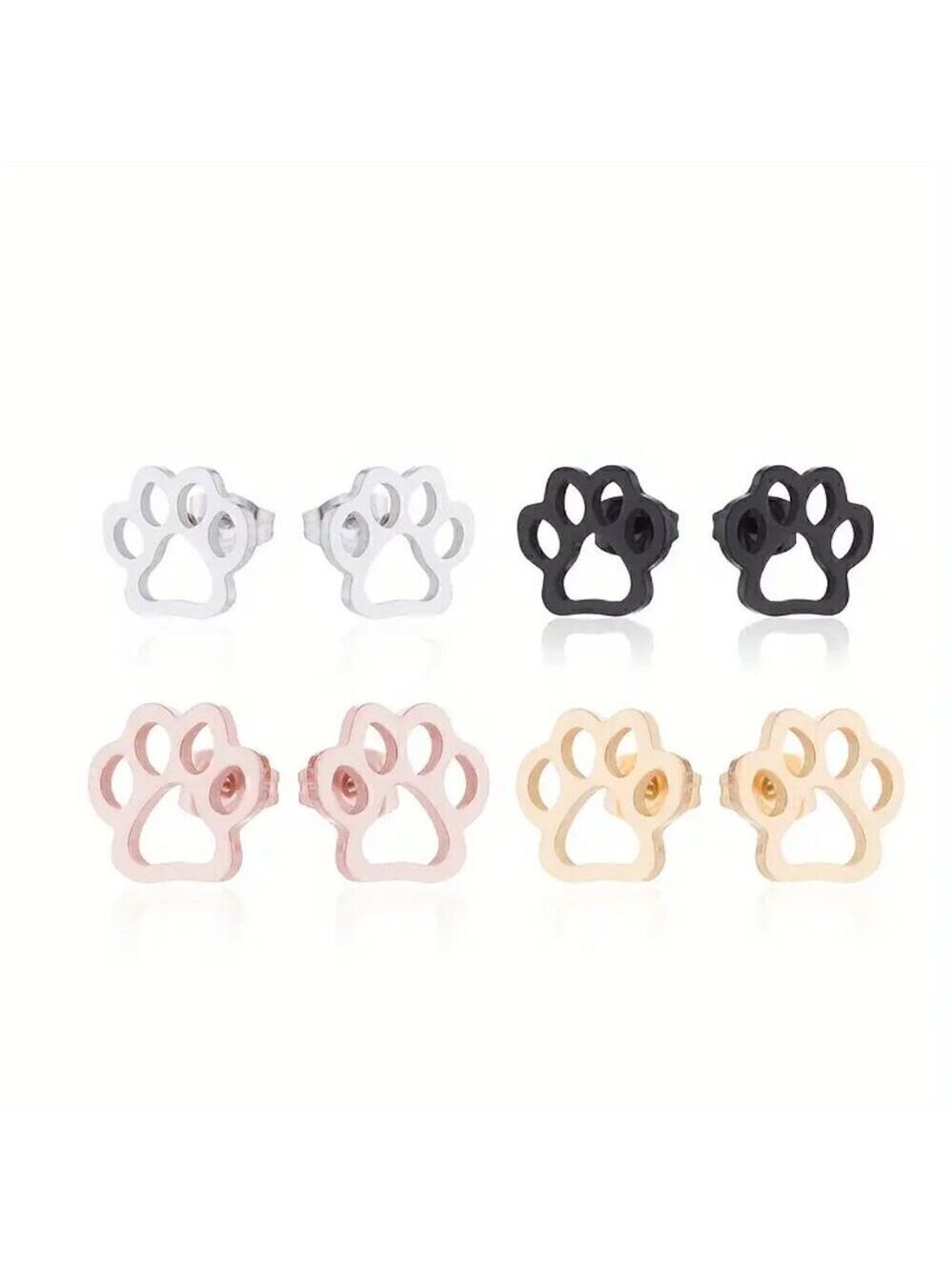 Paw Print Stainless Steel Stud Earrings #1365